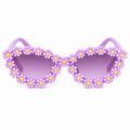 Lavender Daisy sunglasses, front view on white