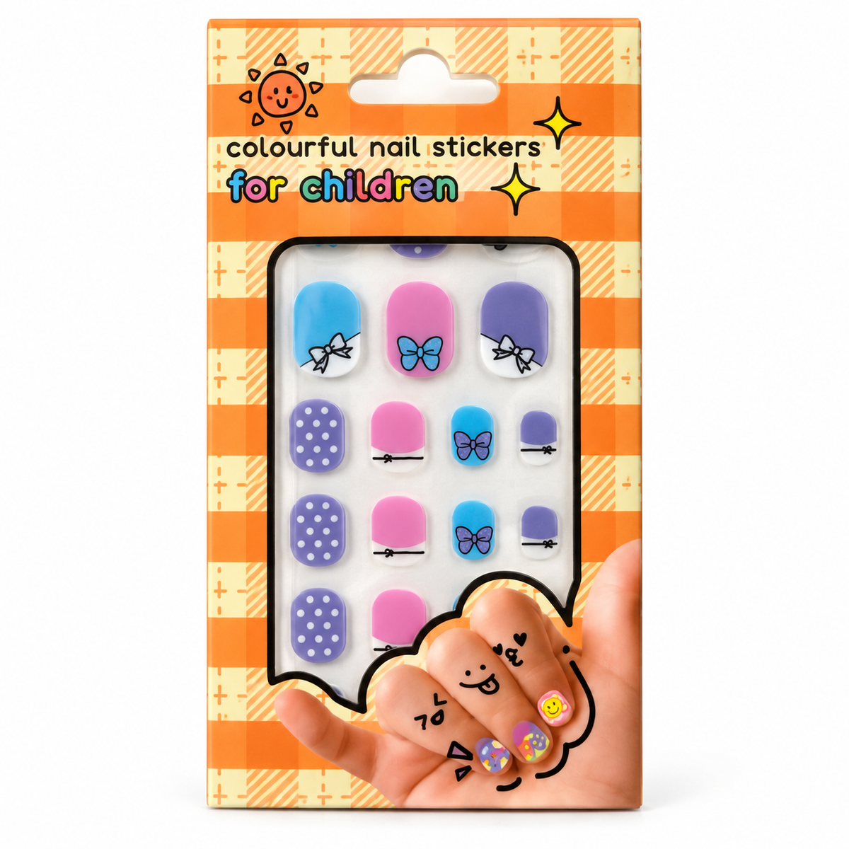 Pastel Bows and Polka Dots nail sticker package on white