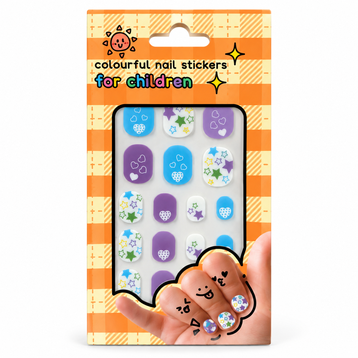 Hearts and Stars nail sticker package on white