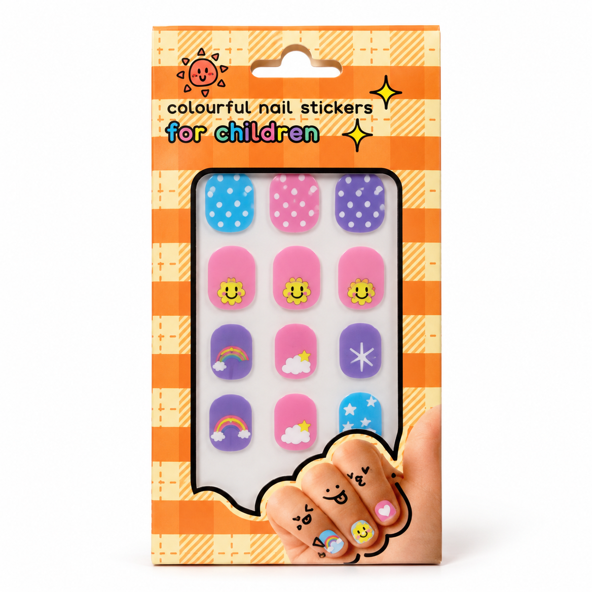 Pastel Weather and Polka Dots nail sticker package on white