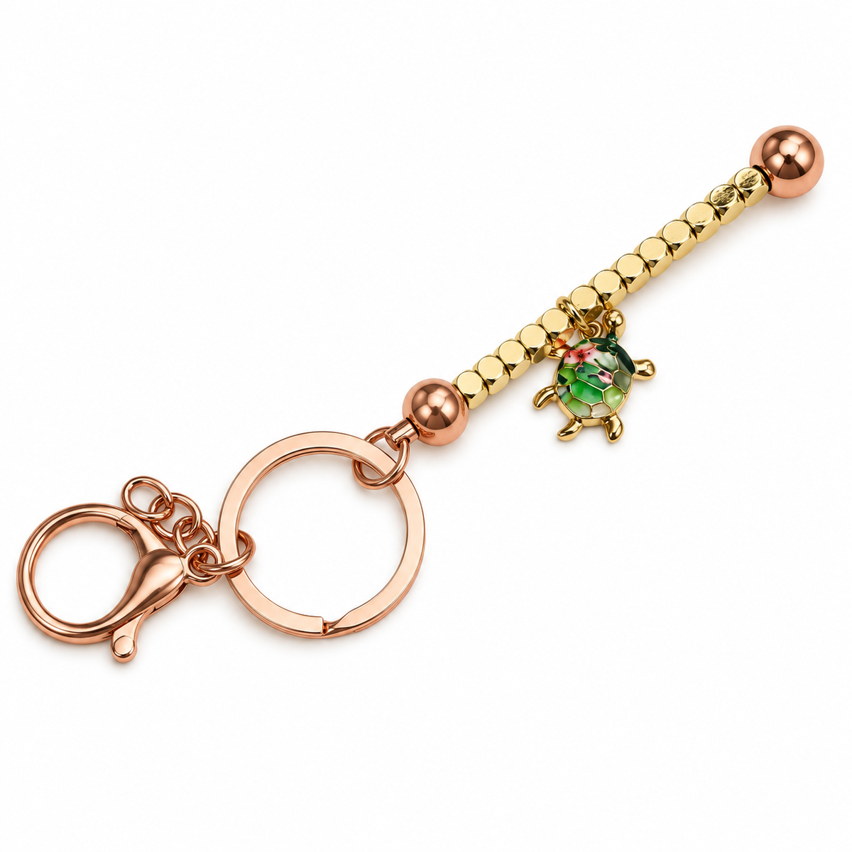 floral turtle keychain on a white background